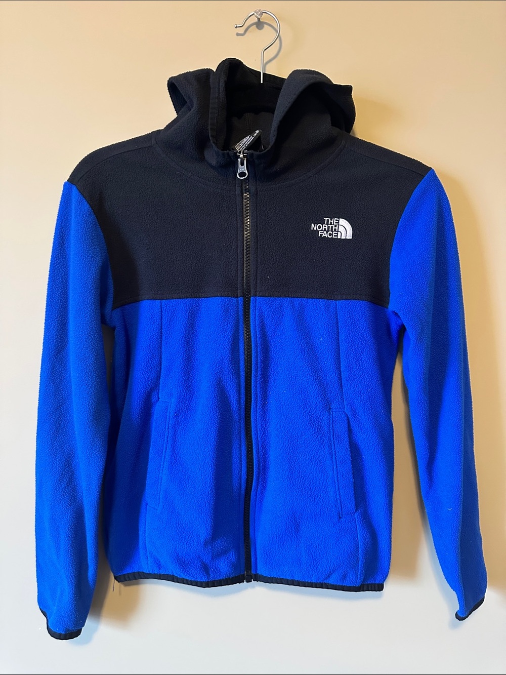The North Face Blue and Black Hooded Fleece Jacket - Kids